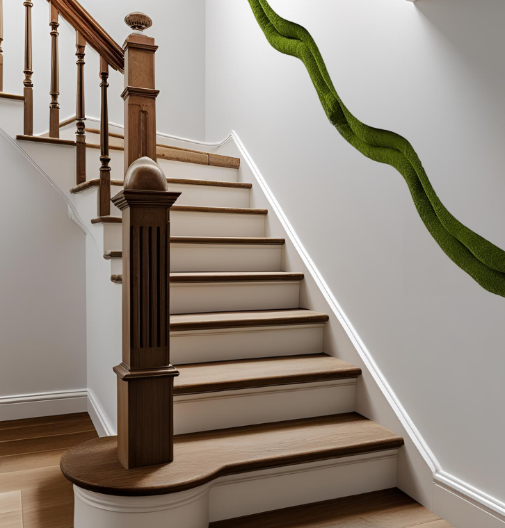 Frise végétale sur mur d'escalier